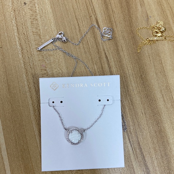 Kendra Scott Silver and Gold Necklace Duo with White and Yellow Stones - Picture 3 of 4